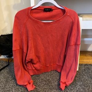 Red/Orange Waffle Out From Under Scoopneck Sweater